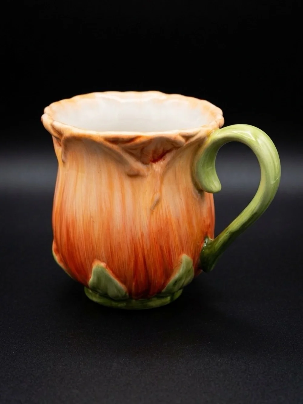 Pier 1 Imports Vintage Rosebud Tulip Mug Sculptural 80s Cottagecore Grandacore